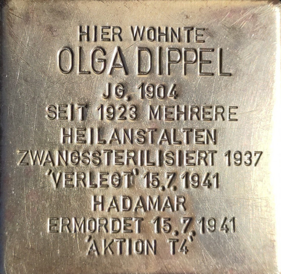 Stolperstein für Olga Dippel mit Angaben zu Ihrer Person Stolperstein für Olga Dippel mit Angaben zu Ihrer Person